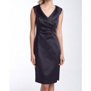 Kay Unger Navy Blue Satin Portrait Sleeveless Mid Length Dress Size 12
